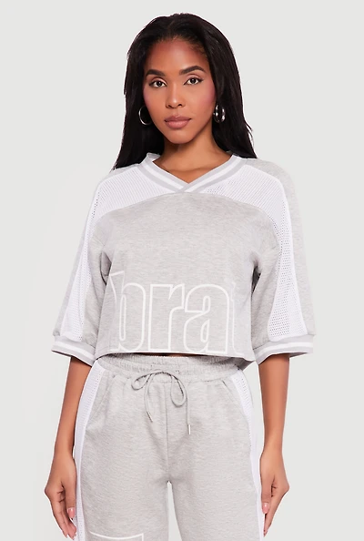 Brat Graphic Cropped Jersey Top
