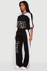 Brat Graphic Drawstring Waist Wide Leg Pants