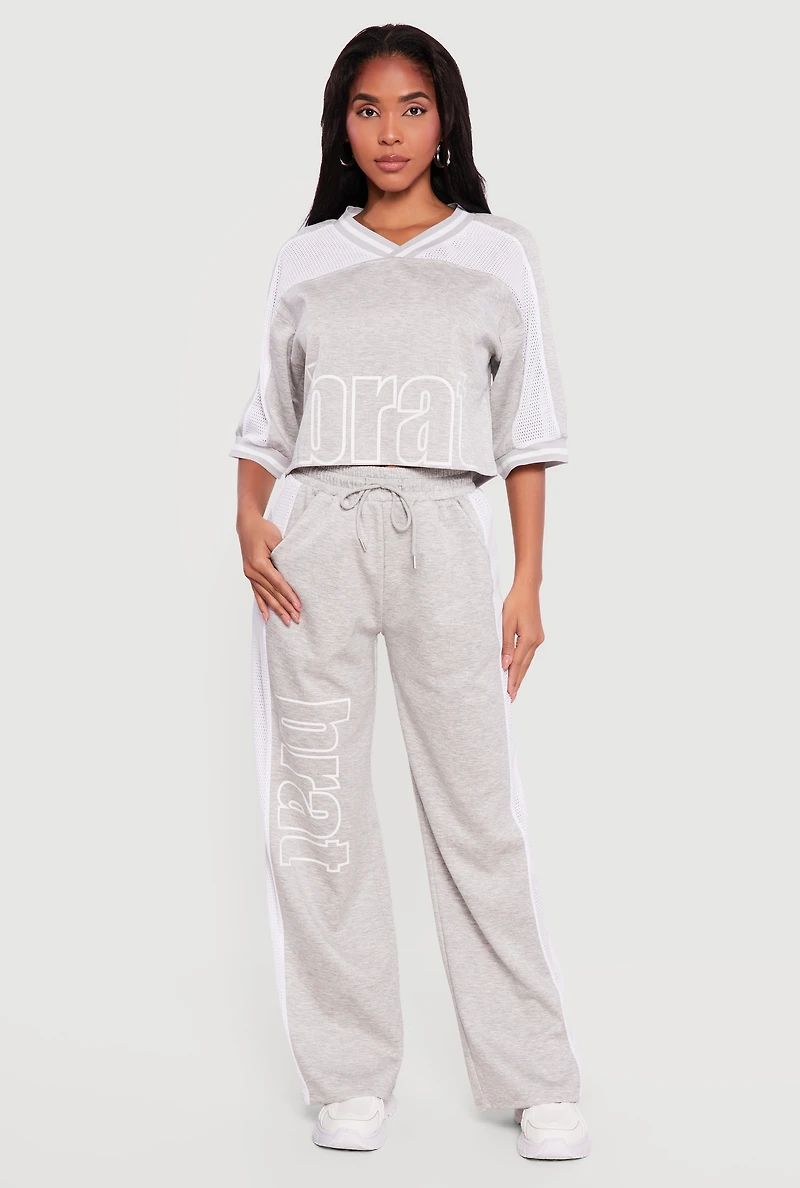 Brat Graphic Drawstring Waist Wide Leg Pants