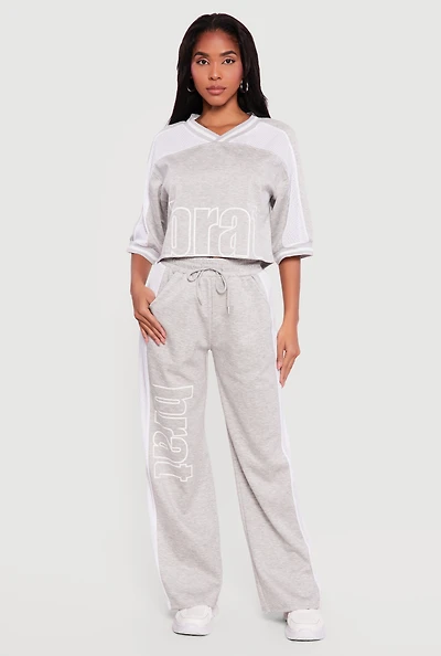 Brat Graphic Drawstring Waist Wide Leg Pants