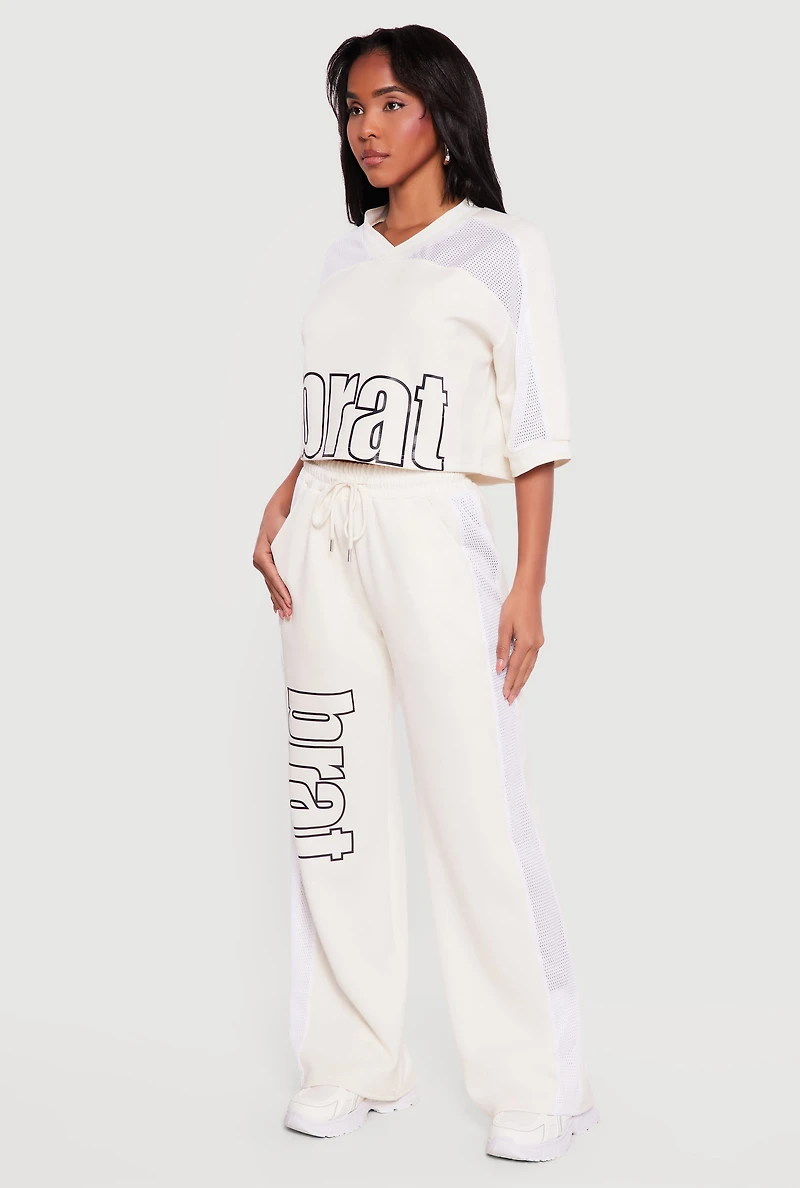 Brat Graphic Drawstring Waist Wide Leg Pants