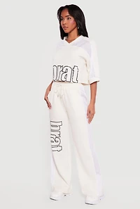 Brat Graphic Drawstring Waist Wide Leg Pants