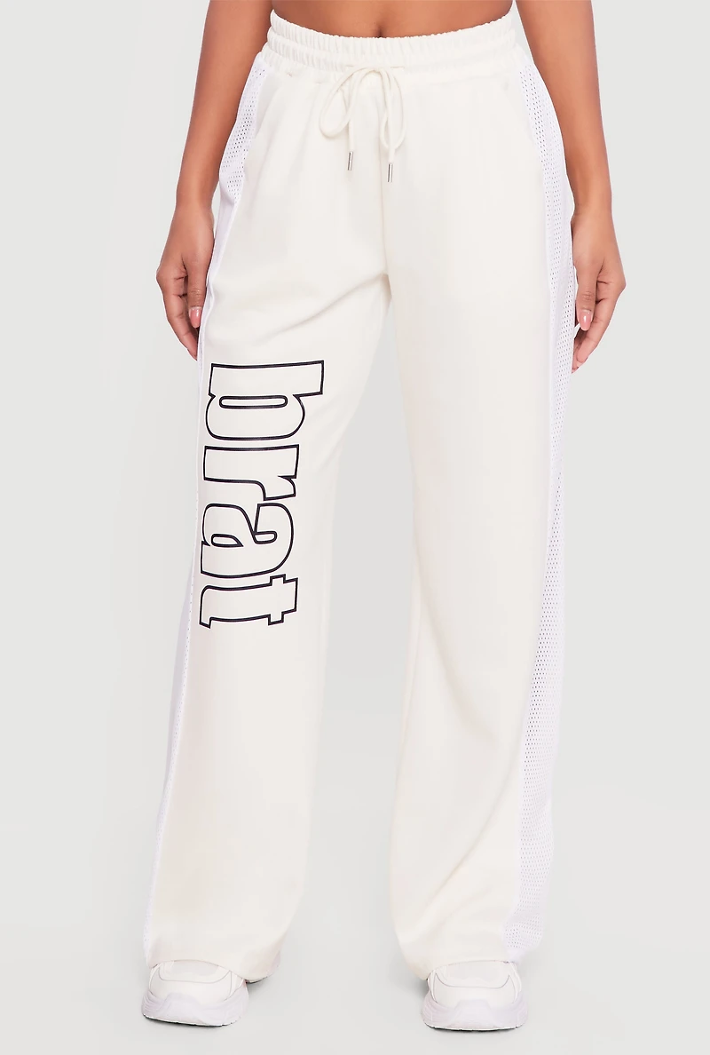 Brat Graphic Drawstring Waist Wide Leg Pants