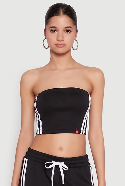 Womens Varsity Stripe Cropped Tube Top,