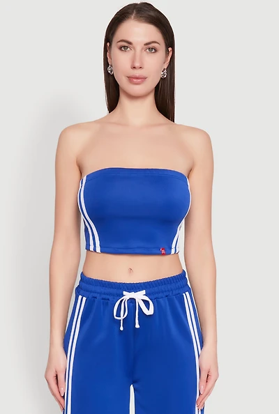 Womens Varsity Stripe Cropped Tube Top,