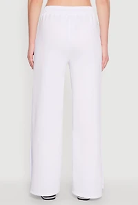 Womens Varsity Stripe Split Wide Leg Track Pants, White, Size M
