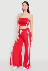 Varsity Stripe Split Wide Leg Track Pants