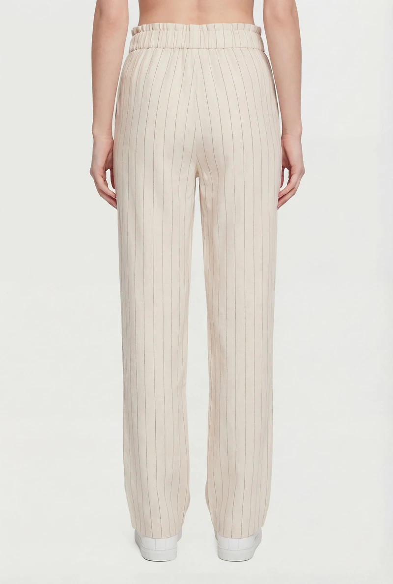 Linen Tie Waist Front Pants