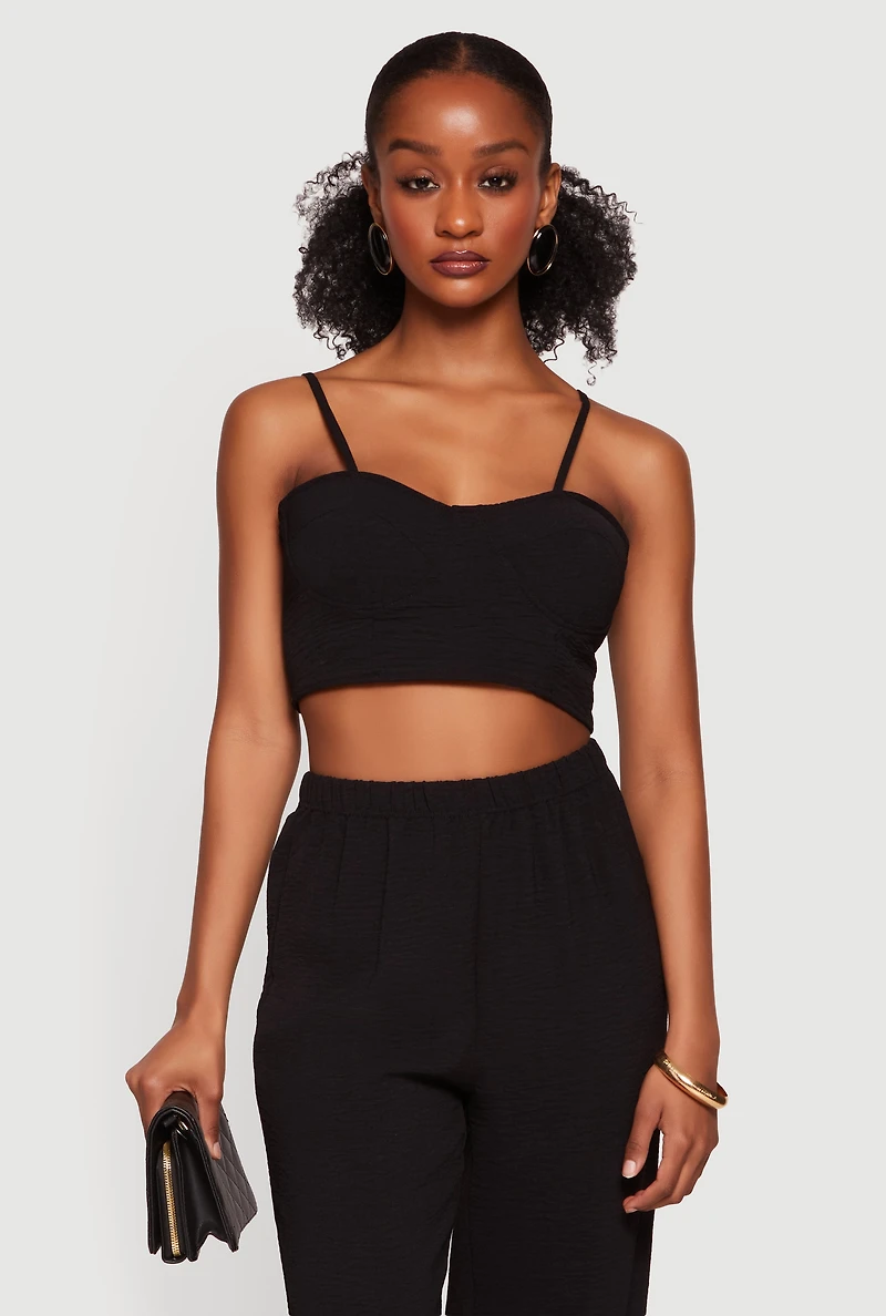 Crepe Knit Bustier Crop Top