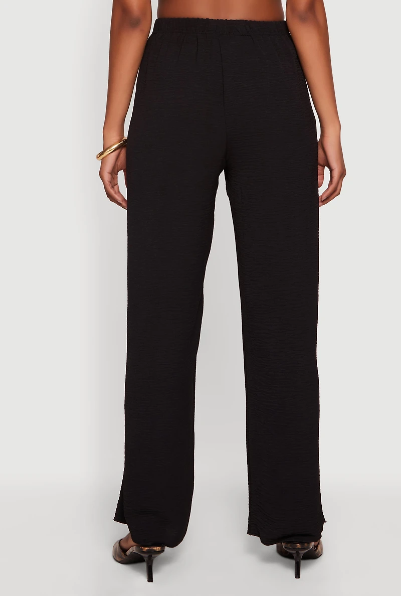 High Waisted Crepe Knit Wide Leg Pants
