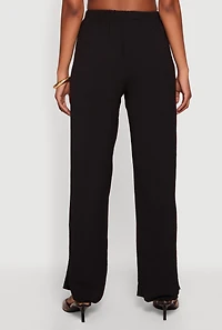 High Waisted Crepe Knit Wide Leg Pants
