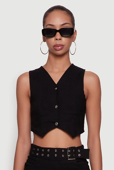 Womens Trendy Hyperstretch V-Neck Cropped Vest,