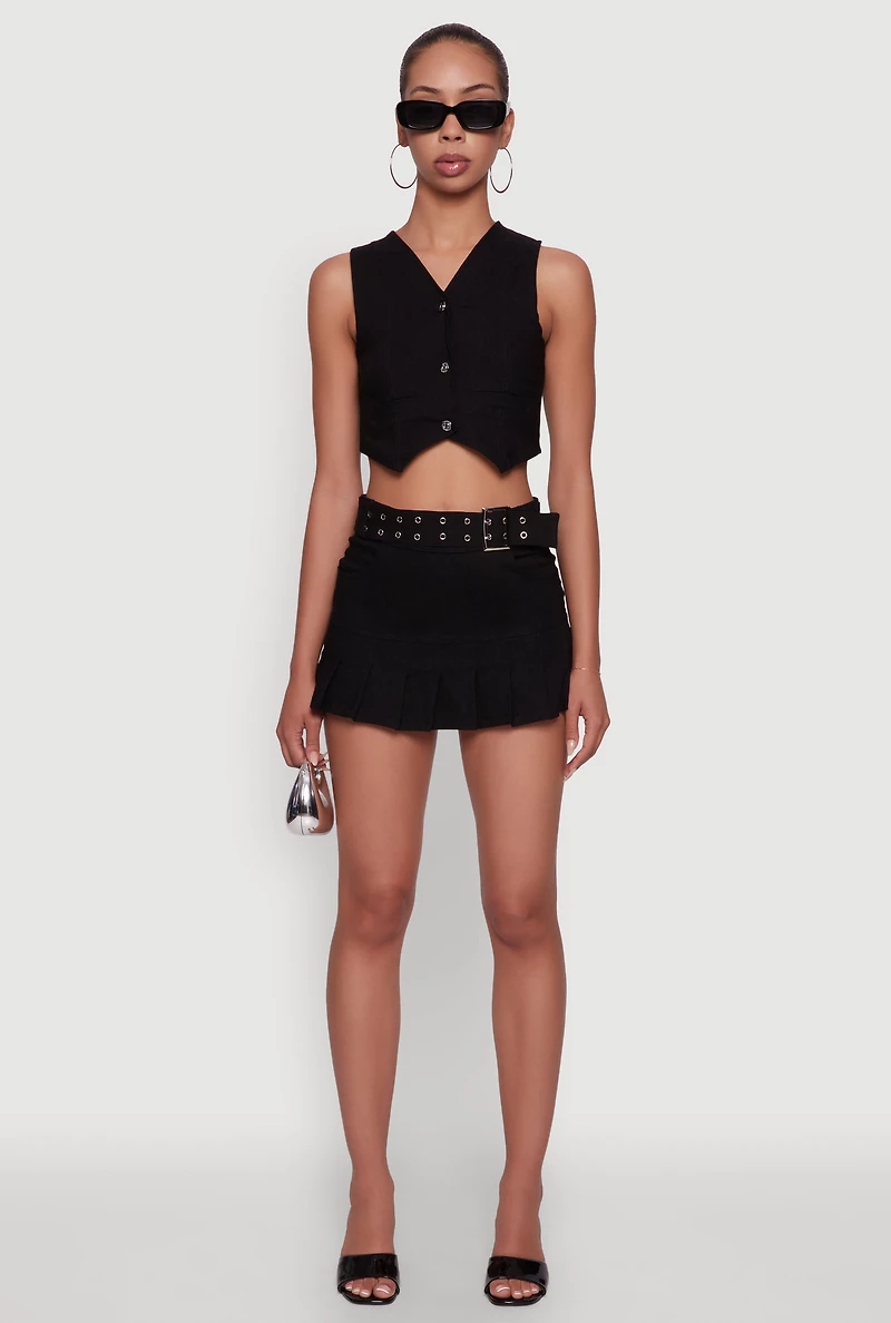 Womens Trendy Hyperstretch V-Neck Cropped Vest, Black,