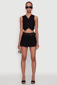 Womens Trendy Hyperstretch V-Neck Cropped Vest, Black,
