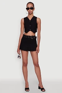 Womens Trendy Hyperstretch V-Neck Cropped Vest, Black,