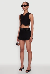 Womens Trendy Hyperstretch V-Neck Cropped Vest, Black,