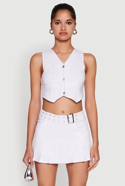 Womens Trendy Hyperstretch V-Neck Cropped Vest, White, Size S