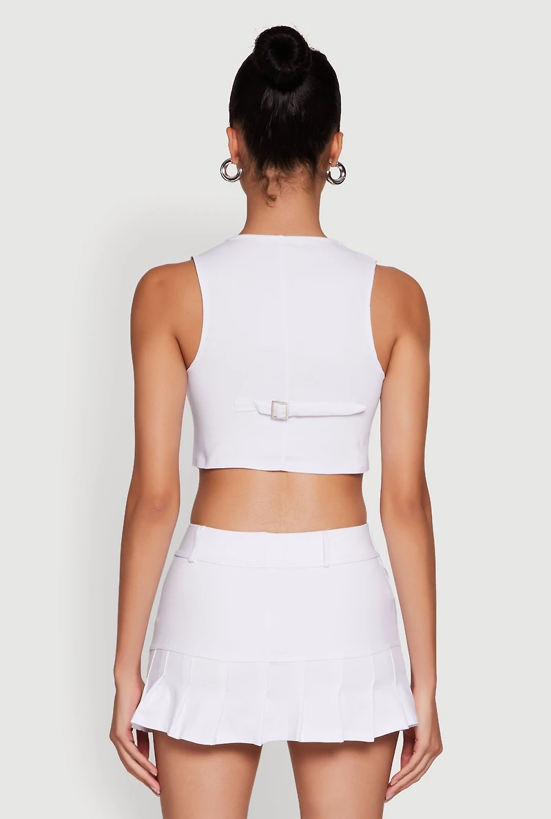Womens Trendy Hyperstretch V-Neck Cropped Vest, White, Size M