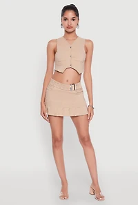Womens Trendy Hyperstretch V-Neck Cropped Vest, Beige, Size L