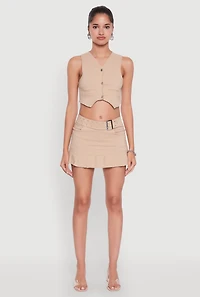 Womens Trendy Hyperstretch V-Neck Cropped Vest, Beige, Size L