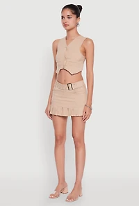 Womens Trendy Hyperstretch V-Neck Cropped Vest, Beige, Size L