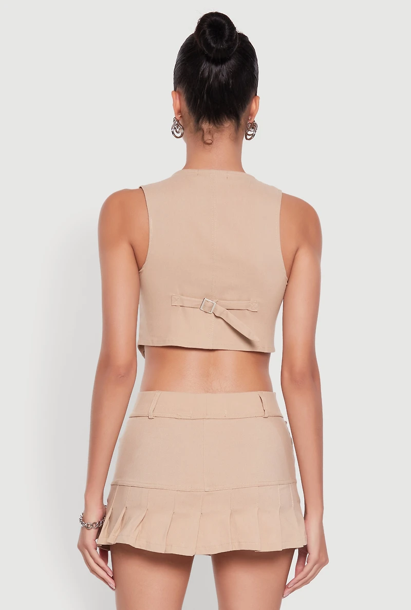 Womens Trendy Hyperstretch V-Neck Cropped Vest, Beige, Size S