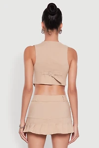 Womens Trendy Hyperstretch V-Neck Cropped Vest, Beige, Size S