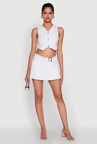 Trendy Low Rise Mini Buckled Pleated Skirt