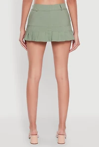 Womens Trendy Low Rise Mini Buckled Pleated Skirt, Green, Size S