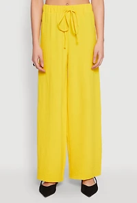 Crepe Knit Drawstring Wide Leg Pants