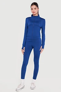 Long Sleeve Mock Neck Yoga Jacket with Thumb Holes