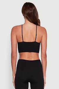 Womens Stylish Ribbed Knit V Neck Sports Bra with Adjustable Straps,