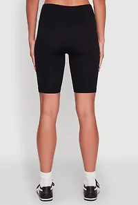 Womens Seamless High Waisted Ribbed Knit Bike Shorts, L-XL