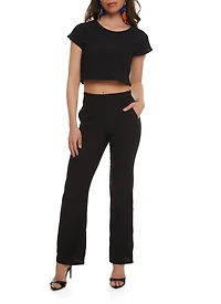 Womens Textured Crop Top, Black, Size M