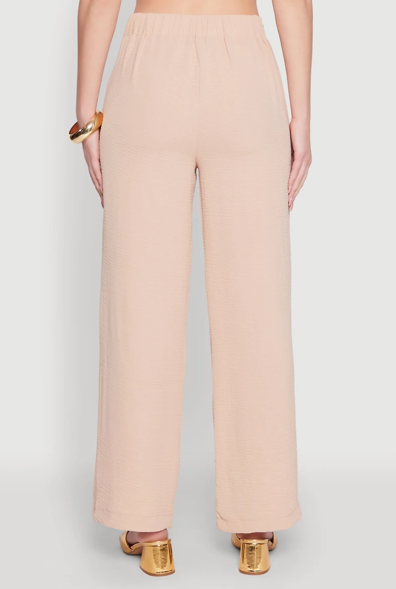 Womens Airy Chain Belted Front Pants, Khaki, Size XL