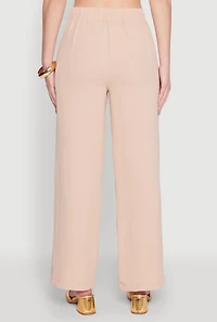 Womens Airy Chain Belted Front Pants, Khaki, Size XL