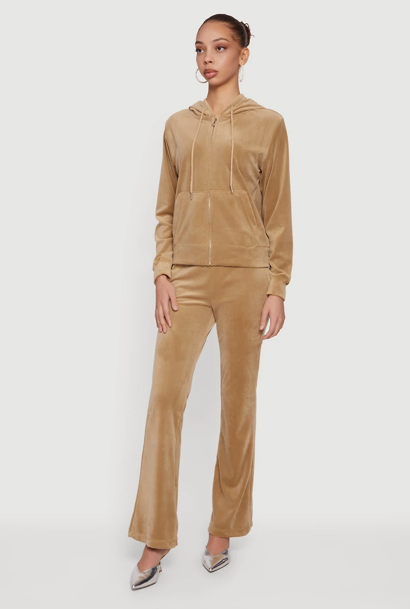 Rhinestone Rampage Velour Zip Front Hoodie