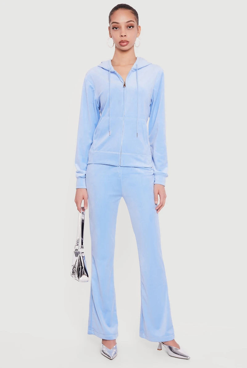 Rhinestone Rampage Velour Zip Front Hoodie
