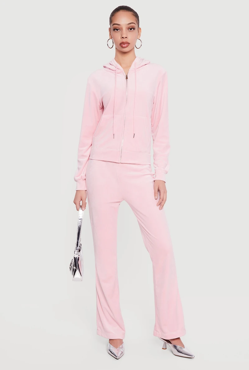 Rhinestone Rampage Velour Zip Front Hoodie