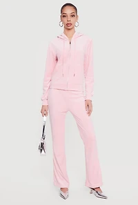 Rhinestone Rampage Velour Zip Front Hoodie