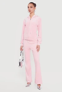 Rhinestone Rampage Velour Zip Front Hoodie