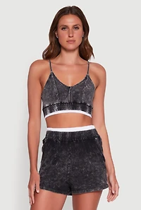 Womens Mineral Wash Cropped Cami, Black, Size L