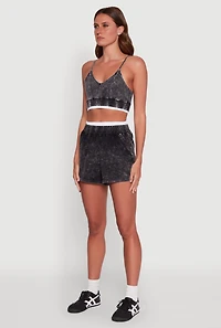 Womens Mineral Wash Cropped Cami, Black, Size L