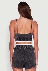 Womens Mineral Wash Cropped Cami, Black, Size L