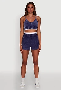 Womens Mineral Wash Cropped Cami, Blue, Size XL