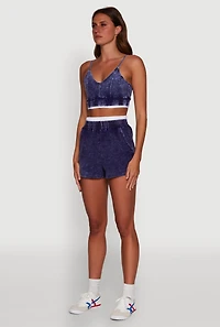 Womens Mineral Wash Cropped Cami, Blue, Size L