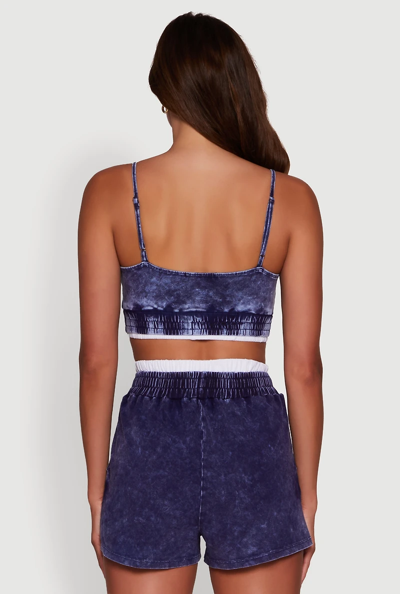 Womens Mineral Wash Cropped Cami, Blue, Size XL