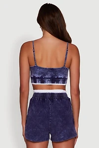 Womens Mineral Wash Cropped Cami, Blue, Size XL