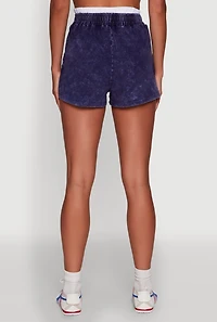 Womens Chic High-Waisted Mineral Wash Shorts,