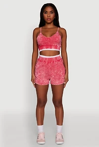 Womens Chic High-Waisted Mineral Wash Shorts, Pink, Size S